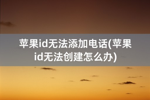 苹果id无法添加电话(苹果id无法创建怎么办)