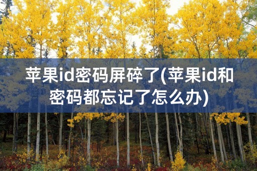 苹果id密码屏碎了(苹果id和密码都忘记了怎么办)