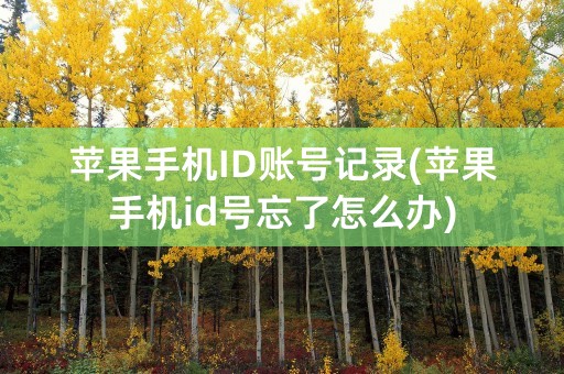 苹果手机ID账号记录(苹果手机id号忘了怎么办)