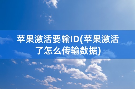 苹果激活要输ID(苹果激活了怎么传输数据)