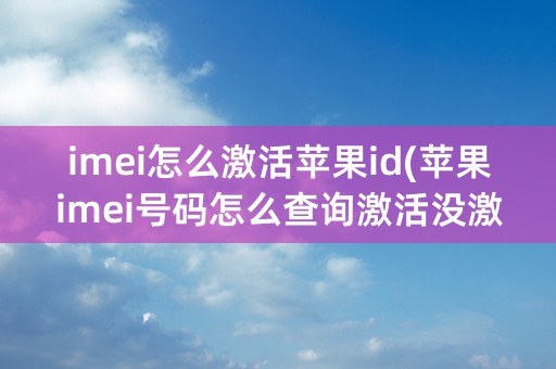 imei怎么激活苹果id(苹果imei号码怎么查询激活没激活)