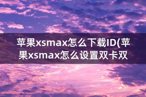 苹果xsmax怎么下载ID(苹果xsmax怎么设置双卡双待)