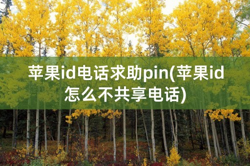 苹果id电话求助pin(苹果id怎么不共享电话)