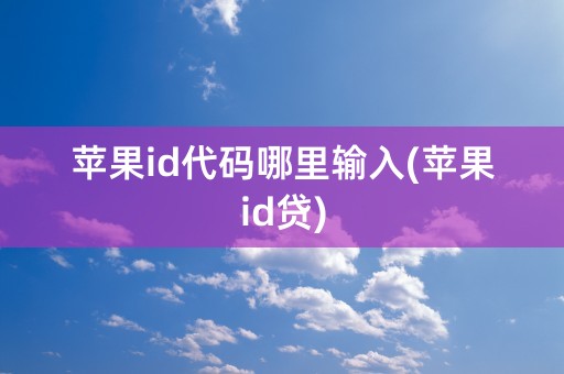 苹果id代码哪里输入(苹果id贷)