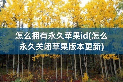 怎么拥有永久苹果id(怎么永久关闭苹果版本更新)