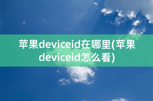 苹果deviceid在哪里(苹果deviceid怎么看)