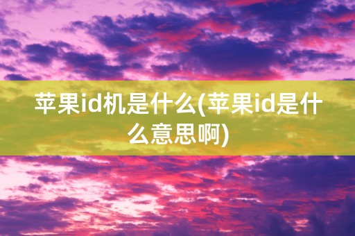 苹果id机是什么(苹果id是什么意思啊)