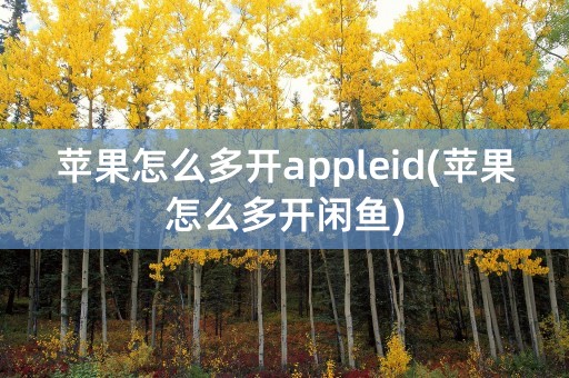 苹果怎么多开appleid(苹果怎么多开闲鱼)