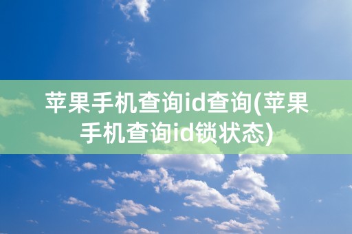 苹果手机查询id查询(苹果手机查询id锁状态)