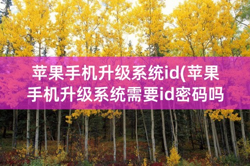 苹果手机升级系统id(苹果手机升级系统需要id密码吗)