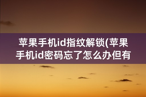 苹果手机id指纹解锁(苹果手机id密码忘了怎么办但有指纹解锁)