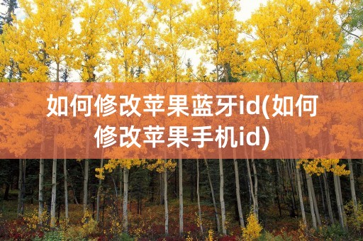 如何修改苹果蓝牙id(如何修改苹果手机id)