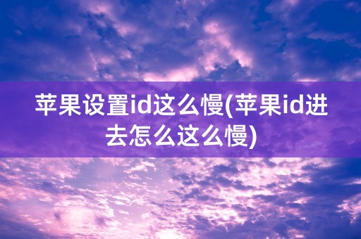 苹果设置id这么慢(苹果id进去怎么这么慢)