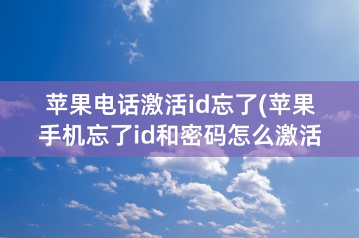 苹果电话激活id忘了(苹果手机忘了id和密码怎么激活)