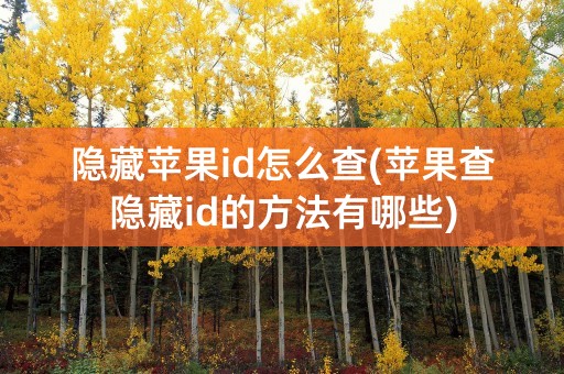 隐藏苹果id怎么查(苹果查隐藏id的方法有哪些)