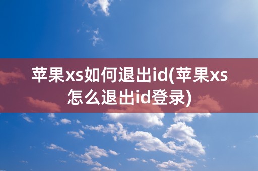 苹果xs如何退出id(苹果xs怎么退出id登录)