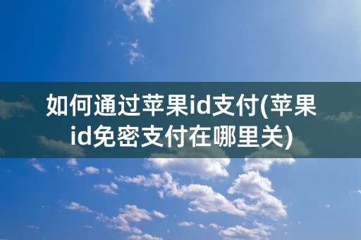 如何通过苹果id支付(苹果id免密支付在哪里关)