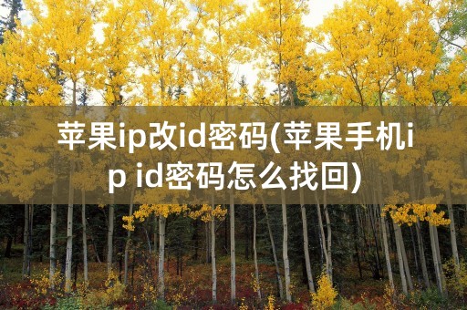 苹果ip改id密码(苹果手机ip id密码怎么找回)