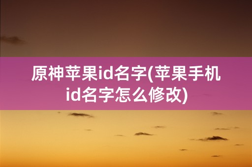 原神苹果id名字(苹果手机id名字怎么修改)