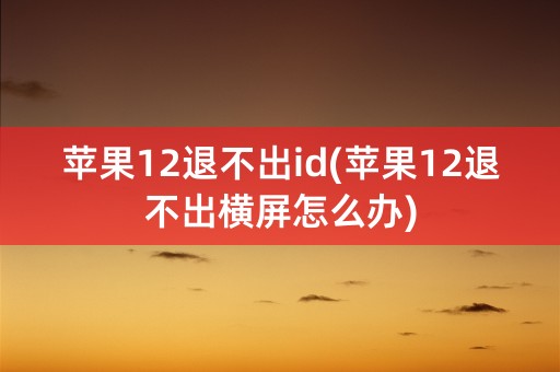 苹果12退不出id(苹果12退不出横屏怎么办)