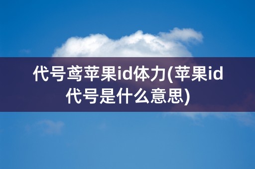 代号鸢苹果id体力(苹果id代号是什么意思)