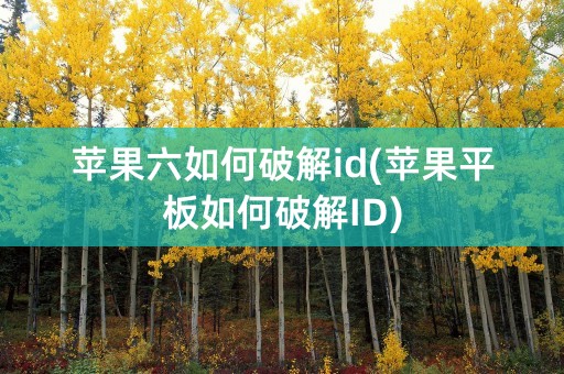 苹果六如何破解id(苹果平板如何破解ID)