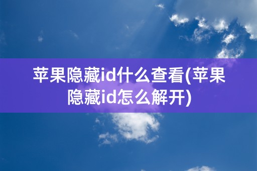 苹果隐藏id什么查看(苹果隐藏id怎么解开)