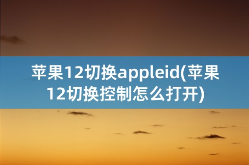 苹果12切换appleid(苹果12切换控制怎么打开)