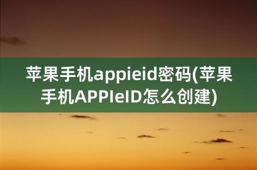 苹果手机appieid密码(苹果手机APPIeID怎么创建)