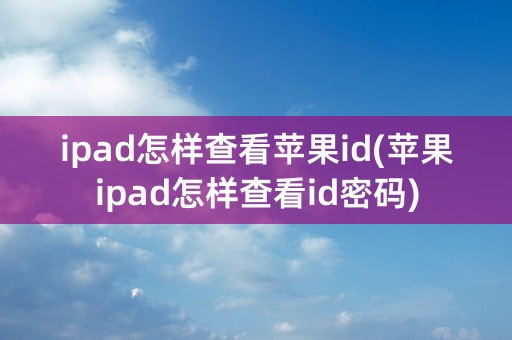 ipad怎样查看苹果id(苹果ipad怎样查看id密码)