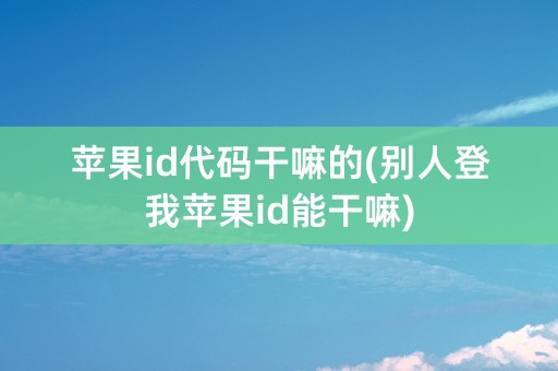 苹果id代码干嘛的(别人登我苹果id能干嘛)