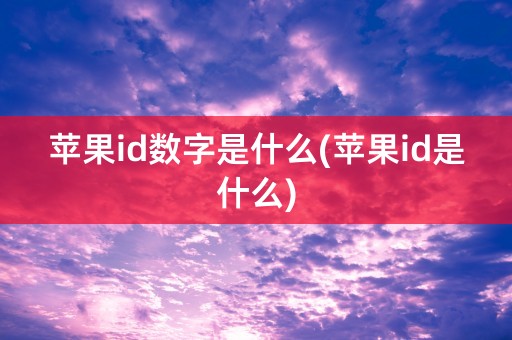 苹果id数字是什么(苹果id是什么)