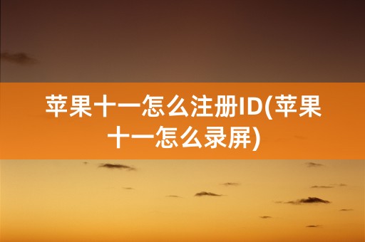 苹果十一怎么注册ID(苹果十一怎么录屏)