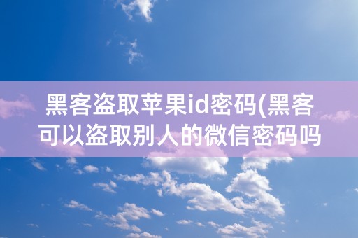 黑客盗取苹果id密码(黑客可以盗取别人的微信密码吗)