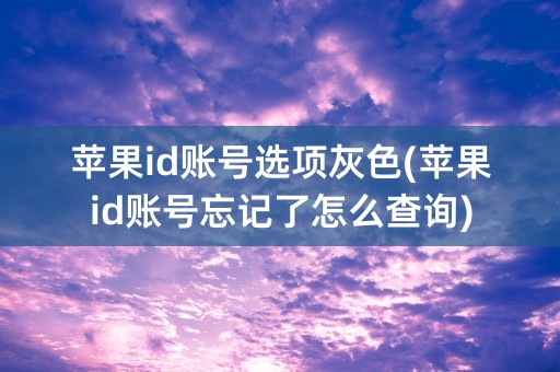 苹果id账号选项灰色(苹果id账号忘记了怎么查询)