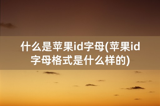 什么是苹果id字母(苹果id字母格式是什么样的)