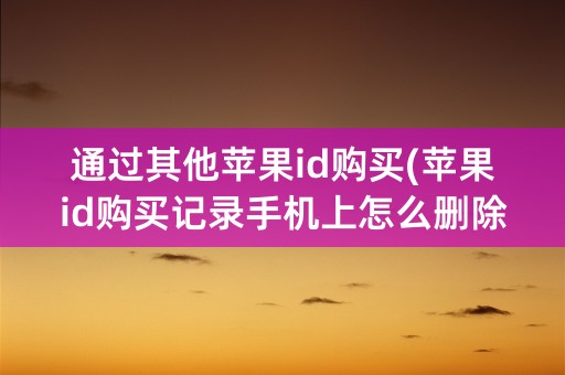 通过其他苹果id购买(苹果id购买记录手机上怎么删除)