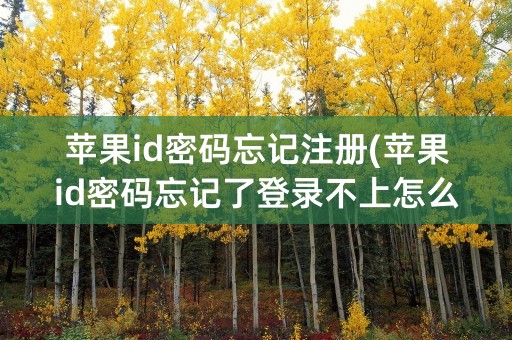 苹果id密码忘记注册(苹果id密码忘记了登录不上怎么办)