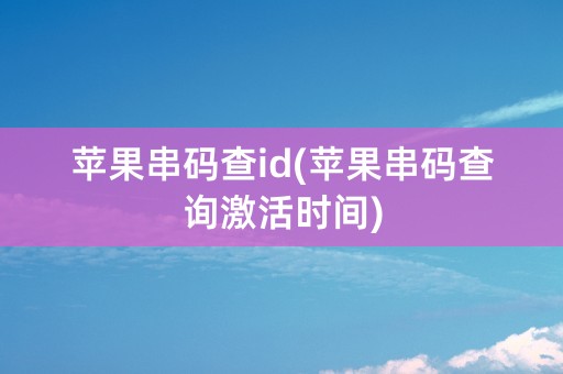 苹果串码查id(苹果串码查询激活时间)