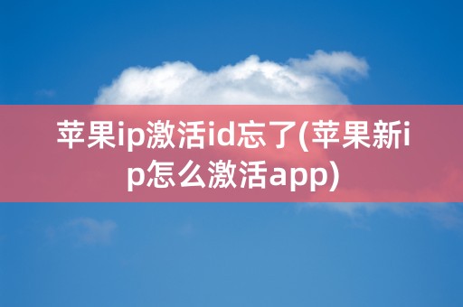 苹果ip激活id忘了(苹果新ip怎么激活app)