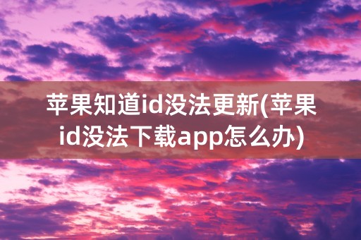 苹果知道id没法更新(苹果id没法下载app怎么办)