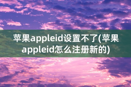 苹果appleid设置不了(苹果appleid怎么注册新的)