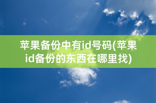 苹果备份中有id号码(苹果id备份的东西在哪里找)