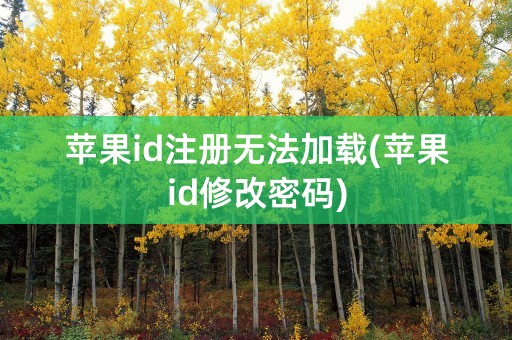 苹果id注册无法加载(苹果id修改密码)