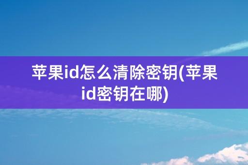 苹果id怎么清除密钥(苹果id密钥在哪)