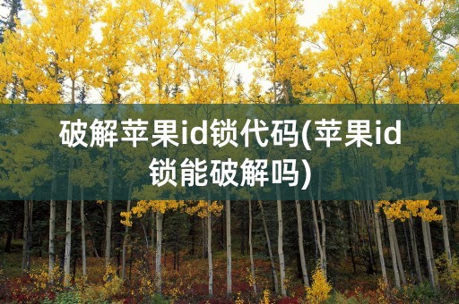 破解苹果id锁代码(苹果id锁能破解吗)