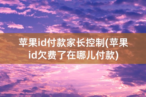 苹果id付款家长控制(苹果id欠费了在哪儿付款)