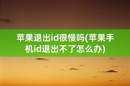 苹果退出id很慢吗(苹果手机id退出不了怎么办)