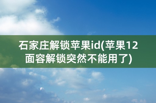 石家庄解锁苹果id(苹果12面容解锁突然不能用了)