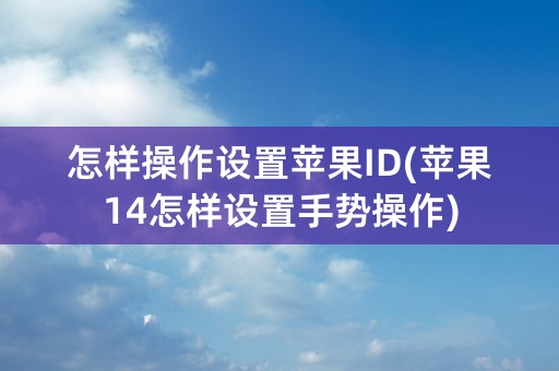 怎样操作设置苹果ID(苹果14怎样设置手势操作)